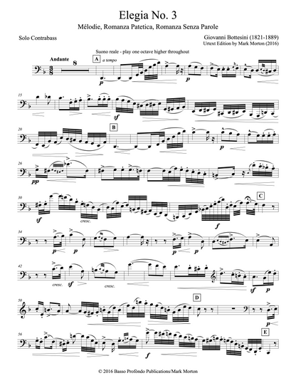 Bottesini: Elegy No. 3 (Mélodie, Romanza Patetica, Romanza Senza Parole) (urtext ed. Mark Morton)