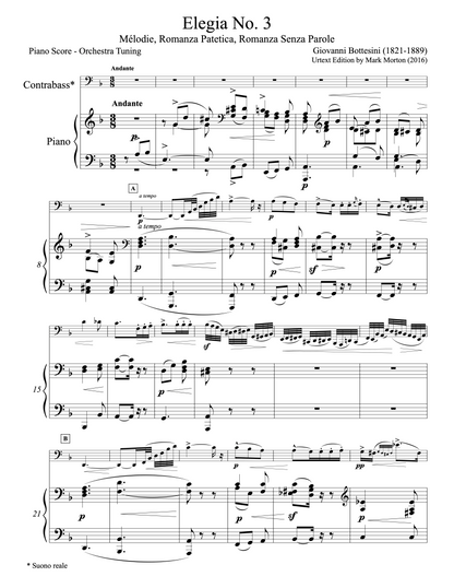 Bottesini: Elegy No. 3 (Mélodie, Romanza Patetica, Romanza Senza Parole) (urtext ed. Mark Morton)