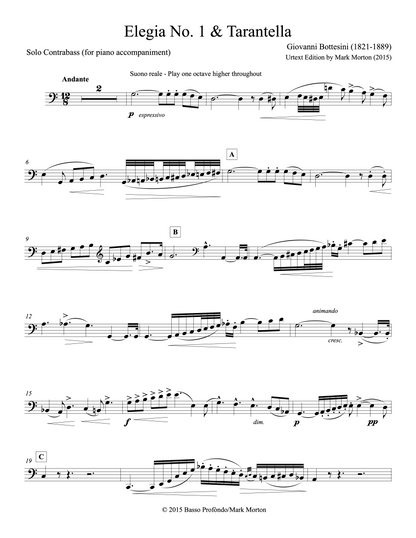 Bottesini: Elegia No. 1 & Tarantella for Double Bass and Piano (urtext ed. Mark Morton)