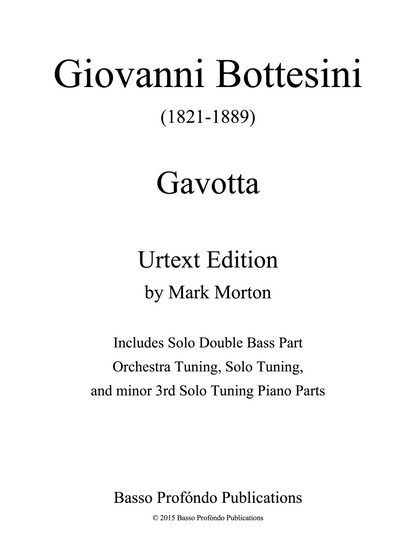 Bottesini: Gavotte for Solo Double Bass and Piano (urtext ed. Mark Morton)