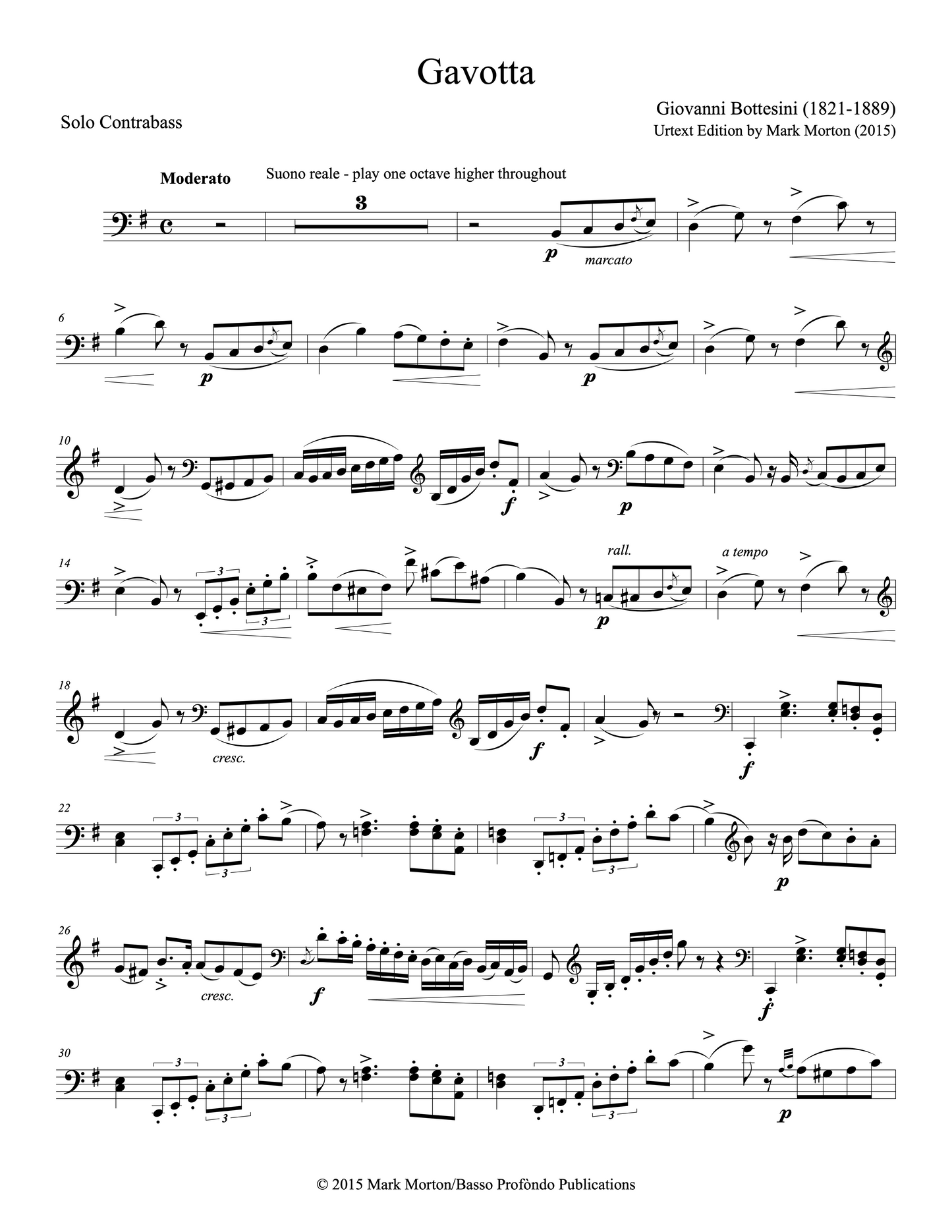Bottesini: Gavotte for Solo Double Bass and Piano (urtext ed. Mark Morton)