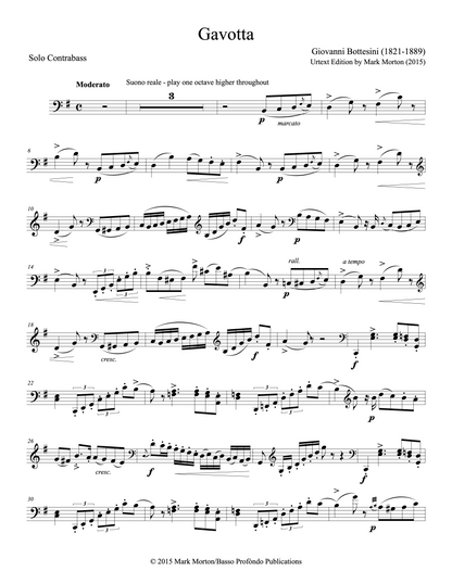 Bottesini: Gavotte for Solo Double Bass and Piano (urtext ed. Mark Morton)