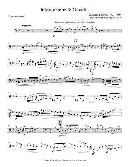 Bottesini: Introduction & Gavotte for Double Bass and Piano (urtext ed. Mark Morton)
