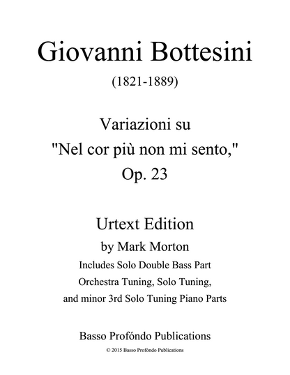 Bottesini: Variations on "Nel cor più non mi sento" Op. 23 (urtext ed. Mark Morton)