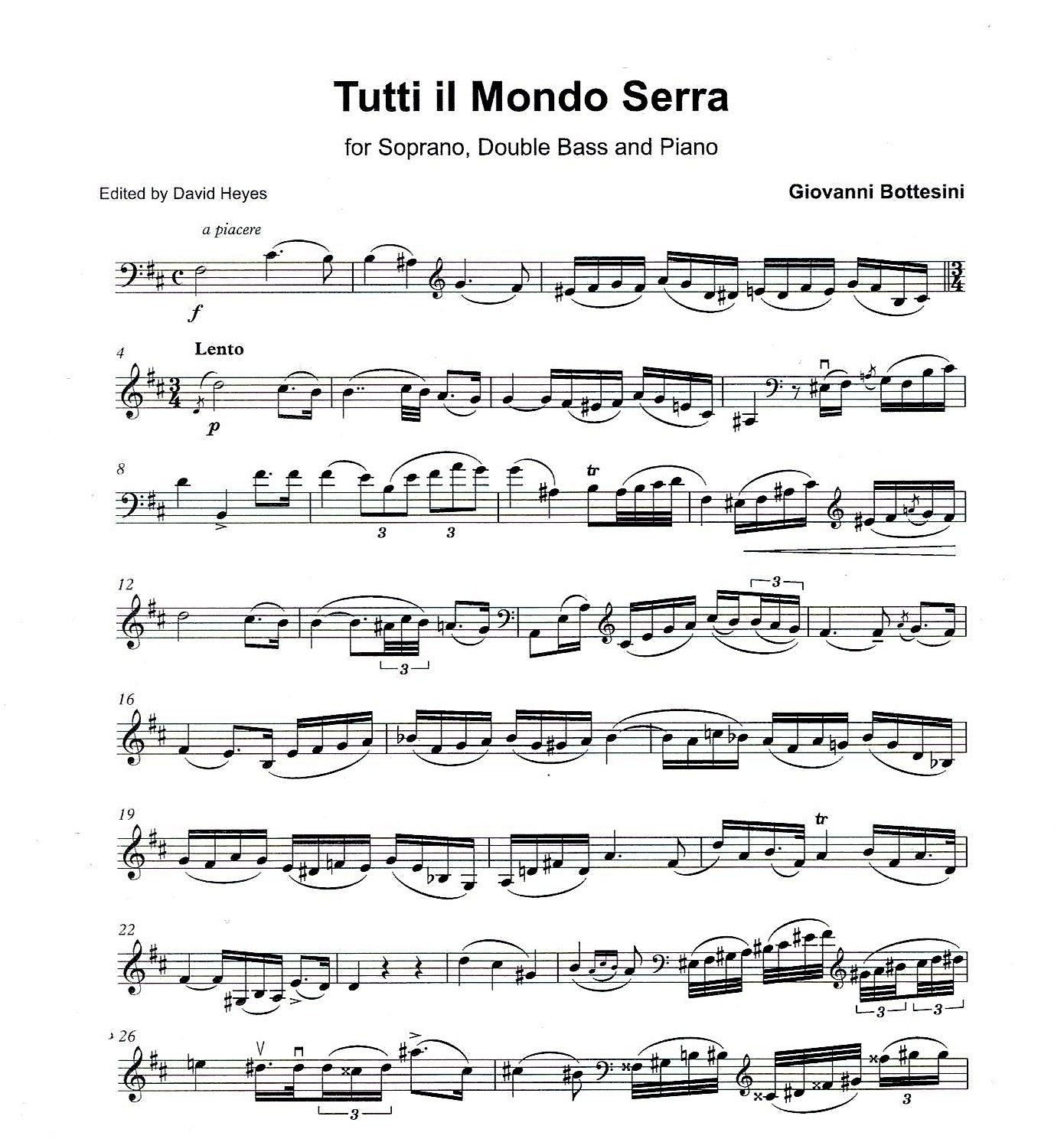 Bottesini: Two Arias for soprano, double bass & piano (edited by David Heyes)