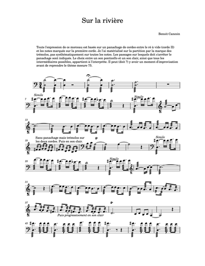 Benoit Cancoin: Sur la Rivière for solo double bass