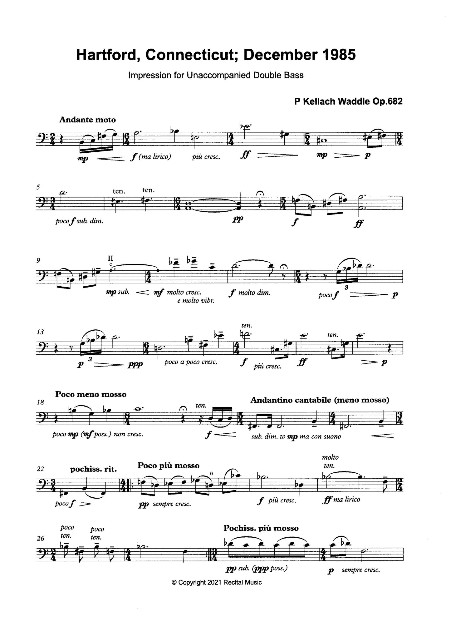 P. Kellach Waddle: Celebrations Book 11 - 10 Pieces for unaccompanied double bass