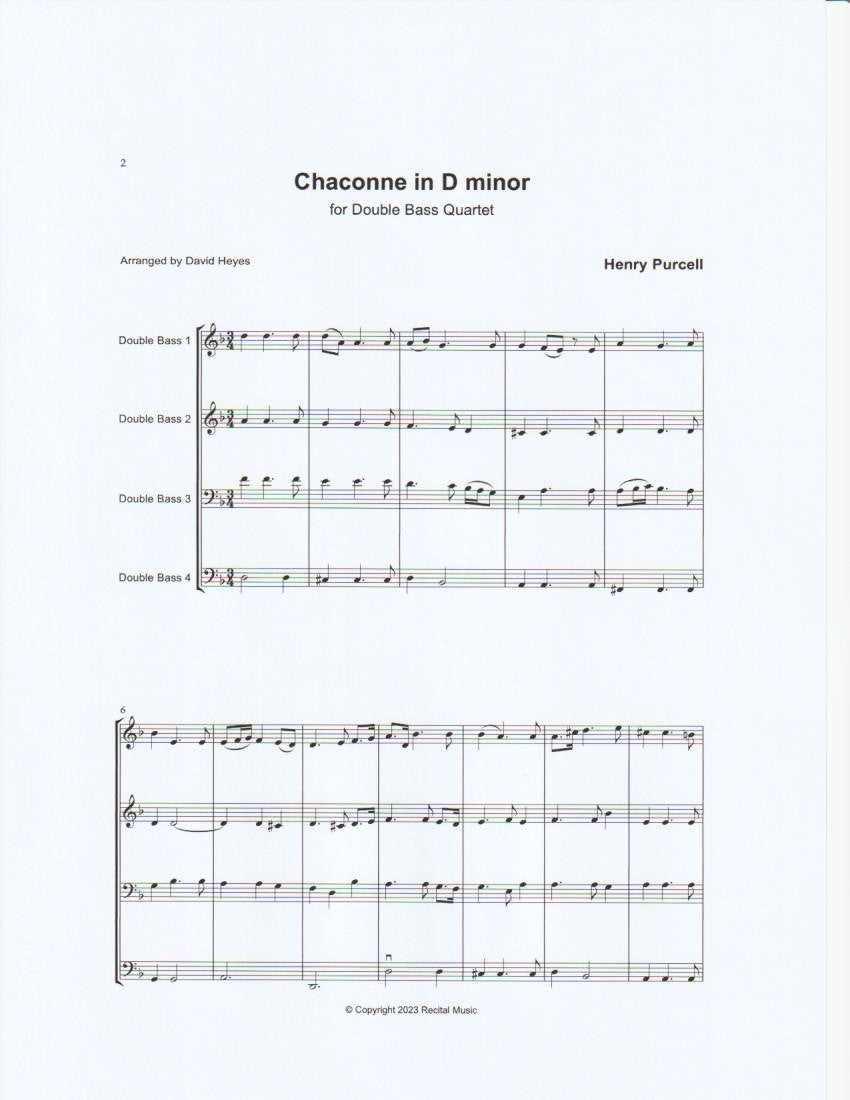 Purcell: Chaconne in D minor for double bass quartet (arr. David Heyes)