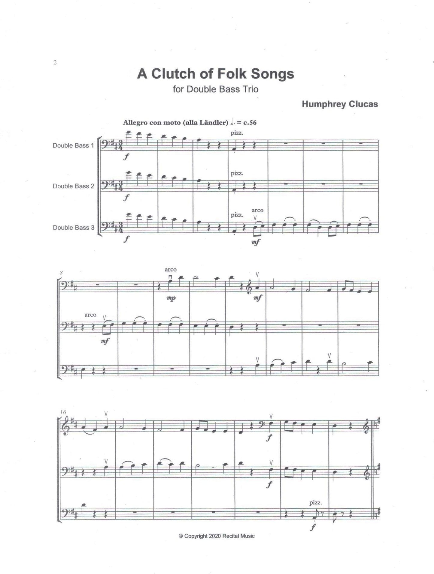 Humphrey Clucas: Bass Trios for 3 double basses