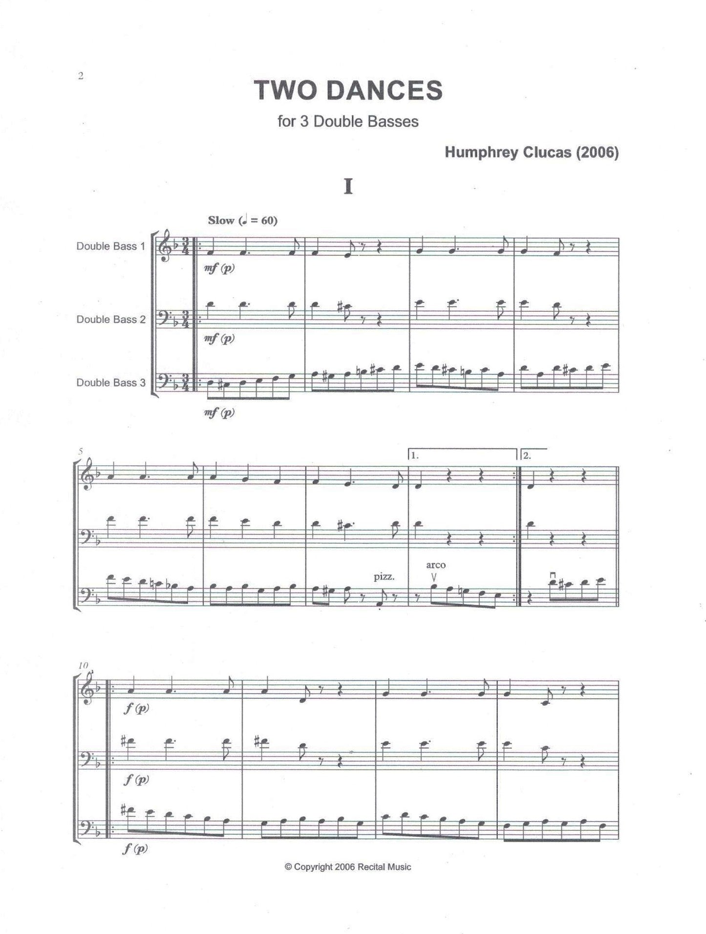 Humphrey Clucas: Bass Trios for 3 double basses