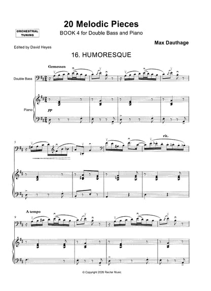 Max Dauthage: 20 Melodic Pieces Book 4 for double bass & piano