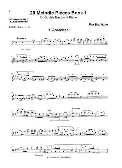 Max Dauthage: 20 Melodic Pieces Book 4 for double bass & piano