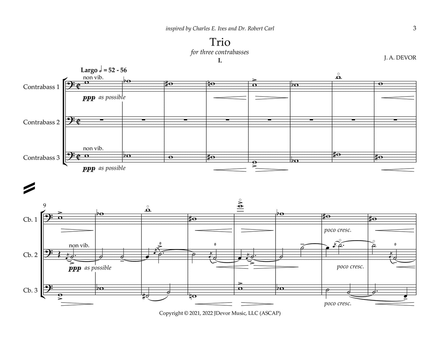 J. A. Devor: Trio for Three Contrabasses