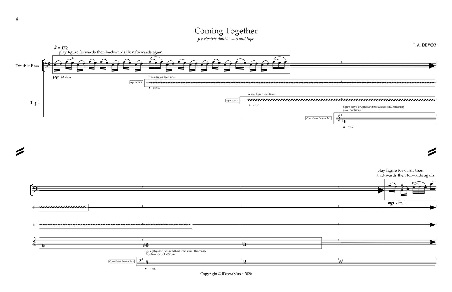 J. A. Devor: Coming Together, amplified double bass and fixed media