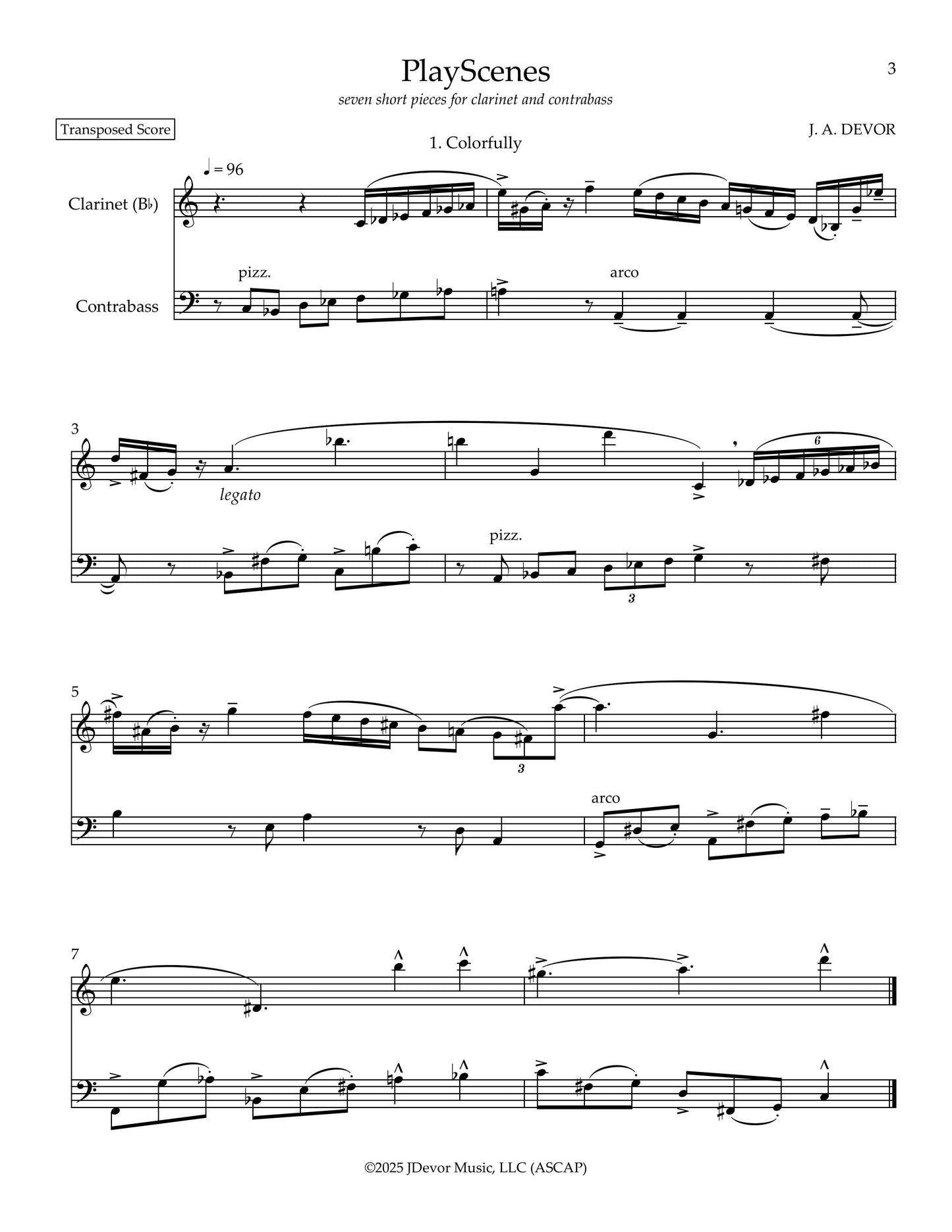 J. A. Devor: PlayScenes, clarinet in Bb and double bass