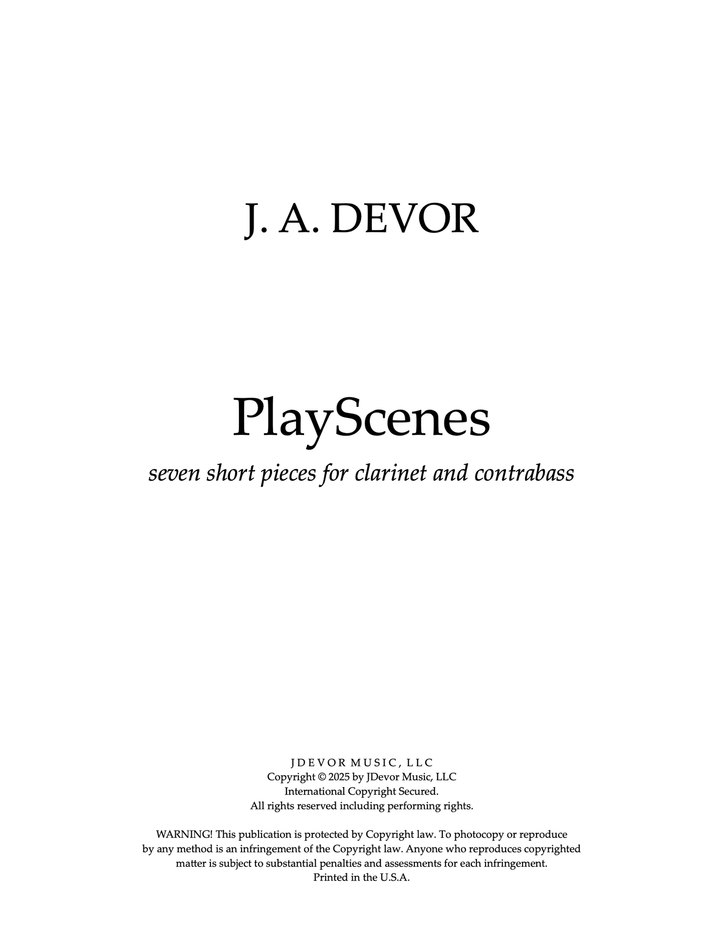 J. A. Devor: PlayScenes, clarinet in Bb and double bass