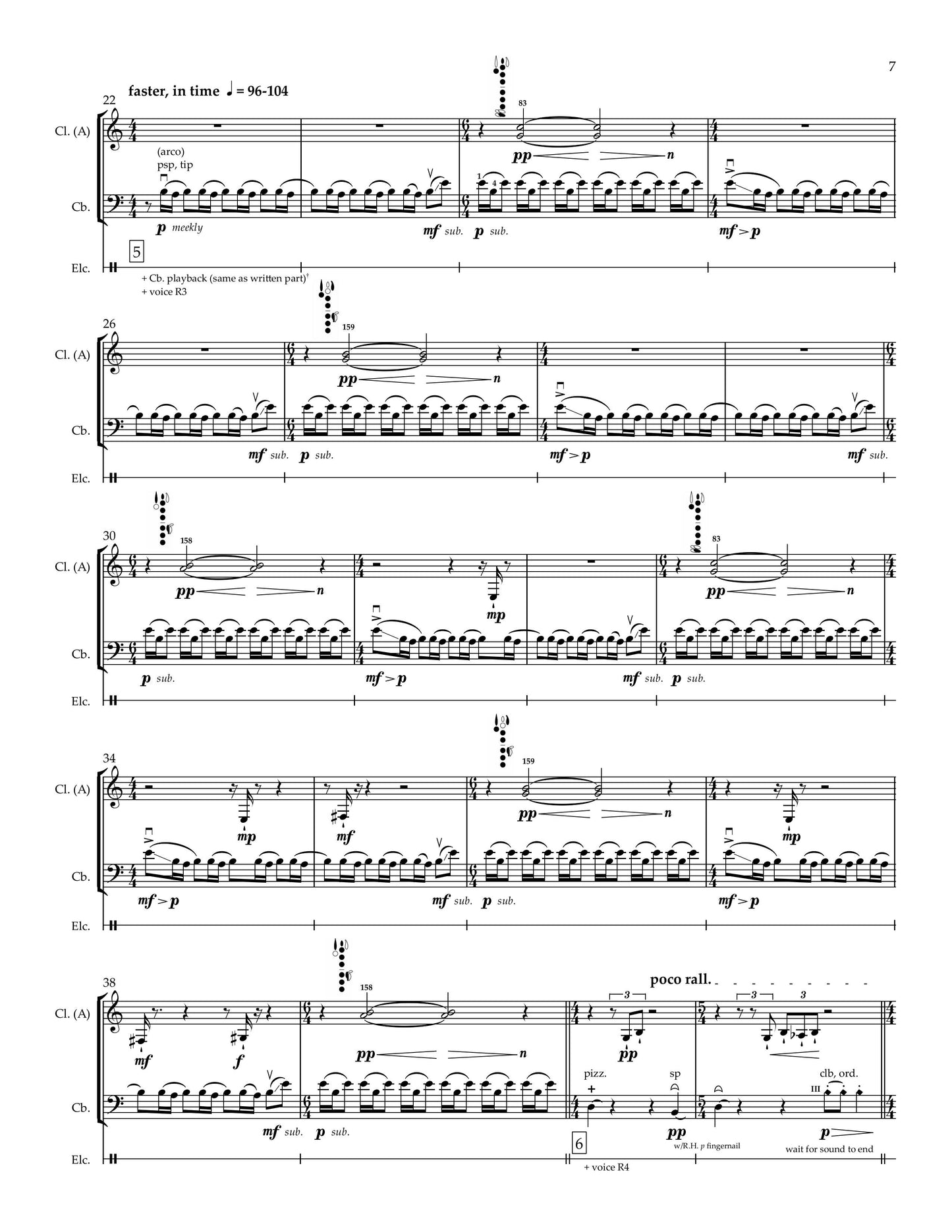 J.A. Devor: dear delightful hollow square, Clarinet in A (doubled Eb soprano), amplified double bass, live electronics
