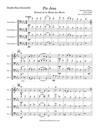Theodore Dubois: Pie Jesu for double bass quartet (arr. Gabriel Houts)