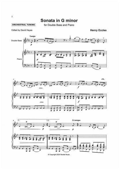 Henry Eccles: Sonata in G minor for double bass & piano (ed. David Heyes)