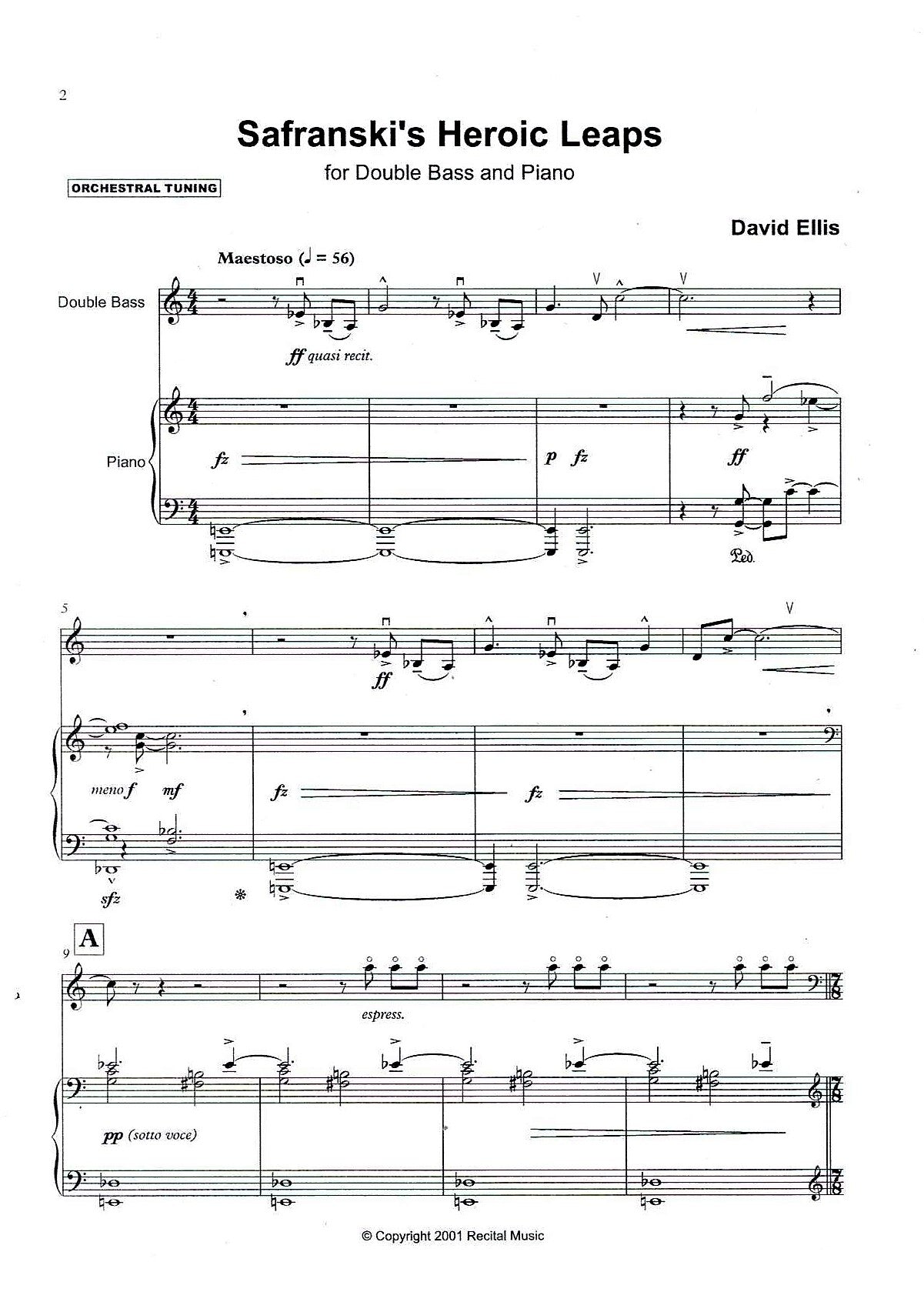 David Ellis: Safranski's Heroic Leaps for double bass & piano