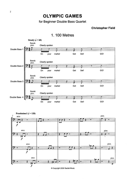 Christopher Field: Olympic Games for Beginner Double Bass Quartet