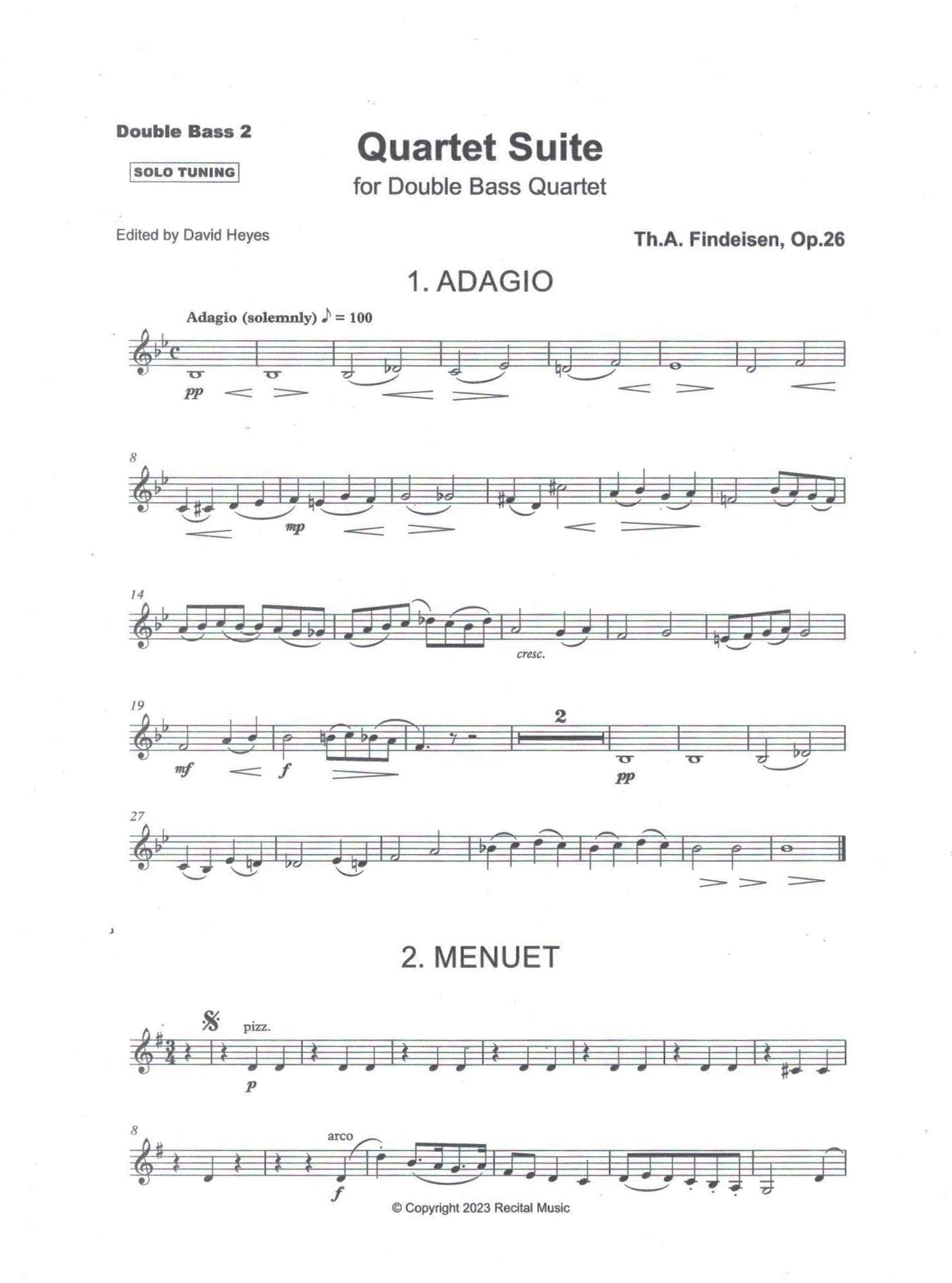 Th.A. Findeisen: Quartet Suite Op.26 for double bass quartet (ed. by David Heyes)
