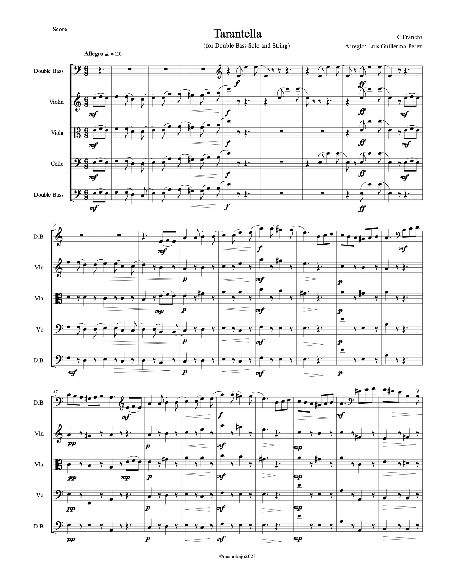 Carmine Franchi: Tarantella for solo double bass and strings