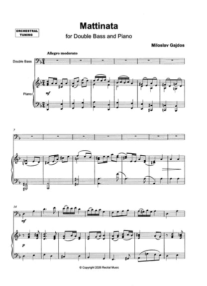 Miloslav Gajdos: Mattinata for double bass & piano