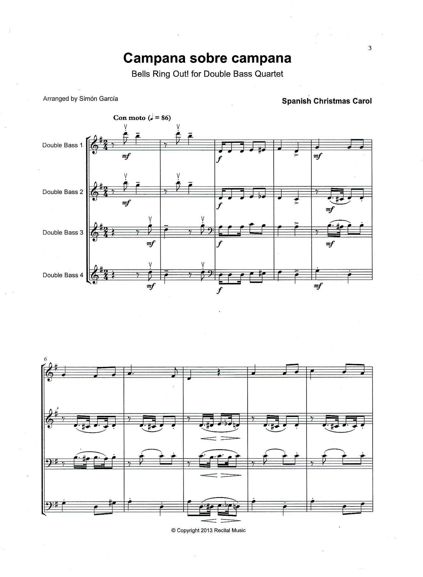 Simón García: 3 Quartets for double bass quartet