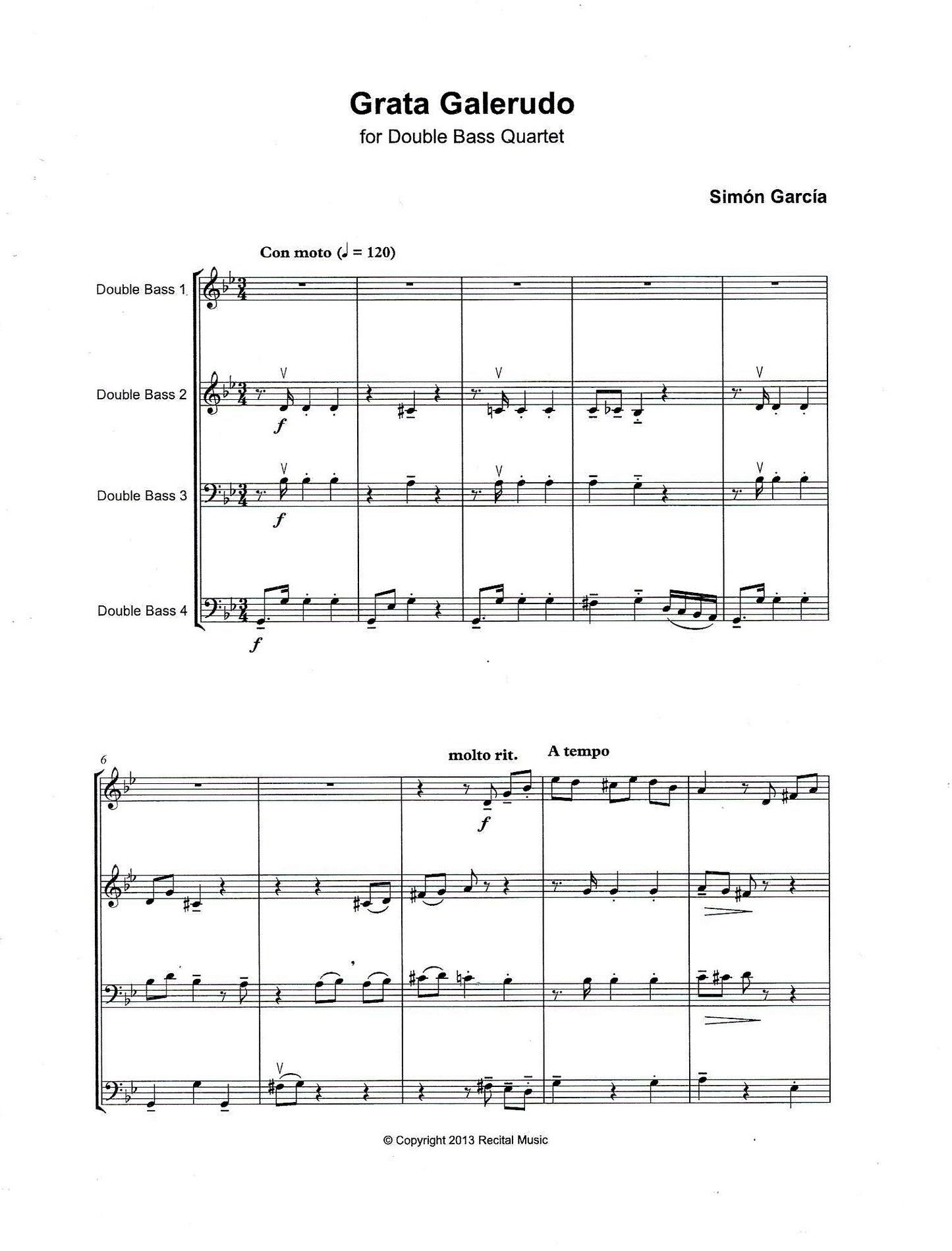 Simón García: 3 Quartets for double bass quartet