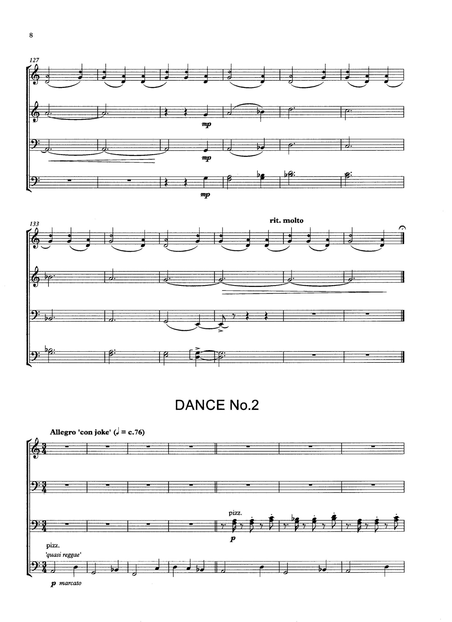 Teppo Hauta-aho: Two Dances for double bass quartet