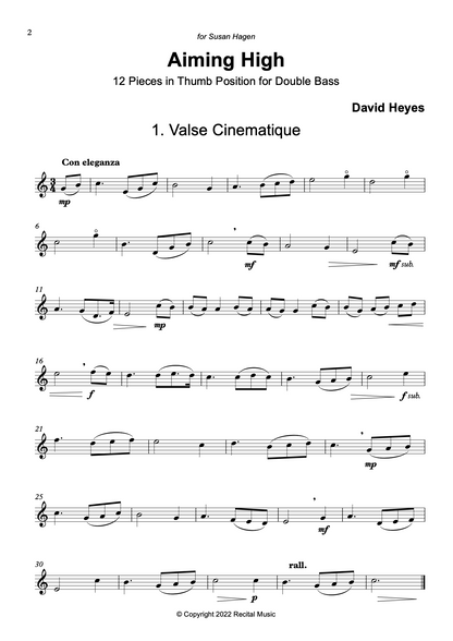 David Heyes: Aiming High: 12 Thumb Position Pieces for Double Bass