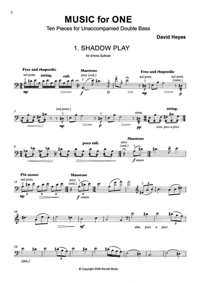 David Heyes: MUSIC for ONE: Ten Pieces for unaccompanied double bass