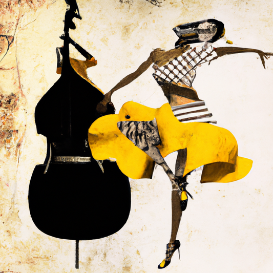 Painting of a cuban woman and a double bass