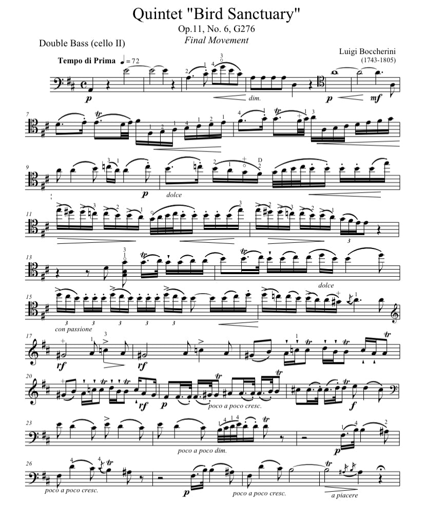 Double Bass Parts for String Quintets of the 18th and 19th Centuries (Michael Montgomery)