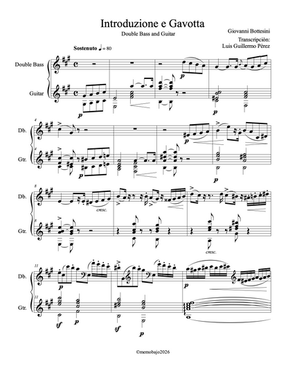 Bottesini: Introduction & Gavotte for double bass and guitar (Perez)