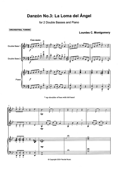 Lourdes Montgomery: Danzón No.3 La Loma del Ángel for 2 double basses & piano