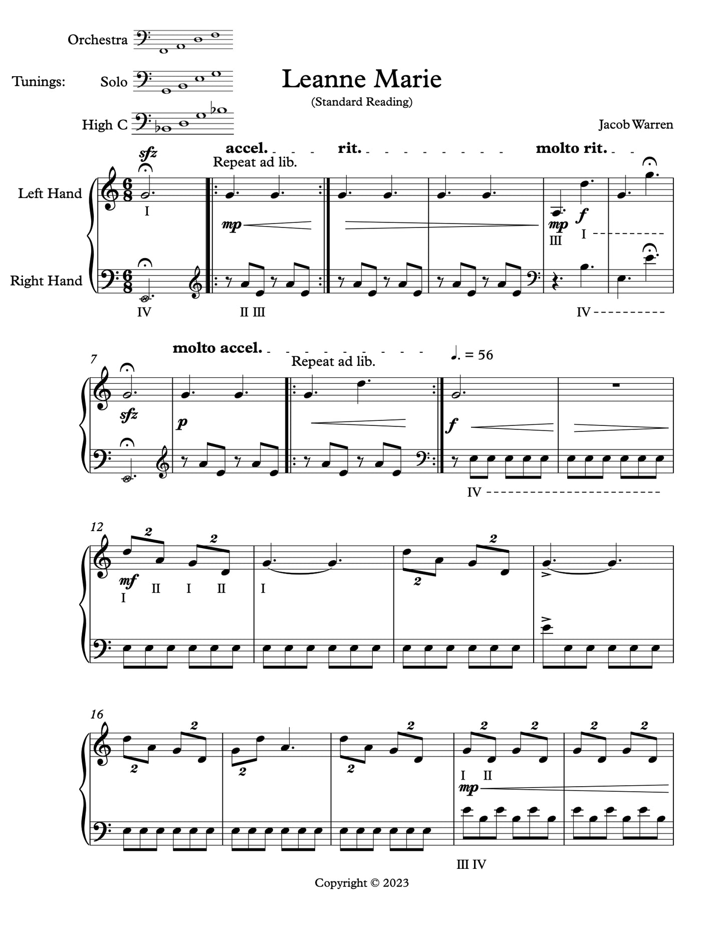 Jacob Warren: "Leanne Marie" for Solo Double Bass (orchestral, solo and high C tunings)
