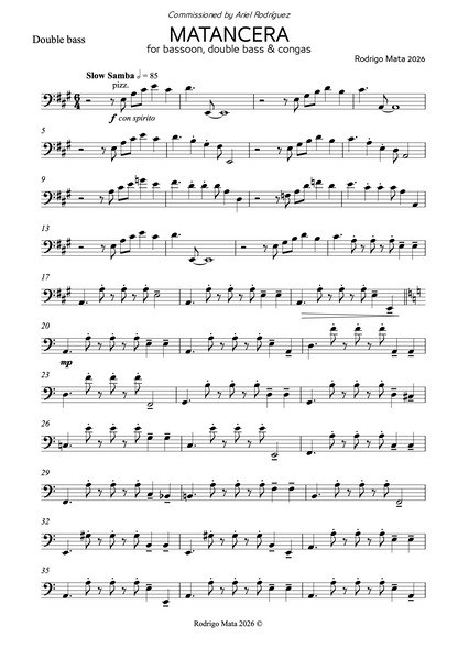 Rodrigo Mata: Matancera for bassoon, double bass and congas