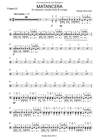 Rodrigo Mata: Matancera for bassoon, double bass and congas