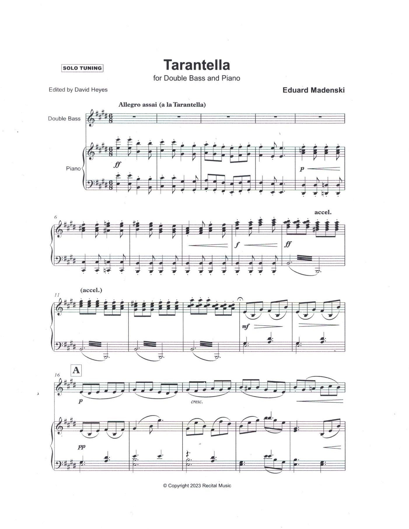Eduard Madenski: Tarantella for double bass & piano