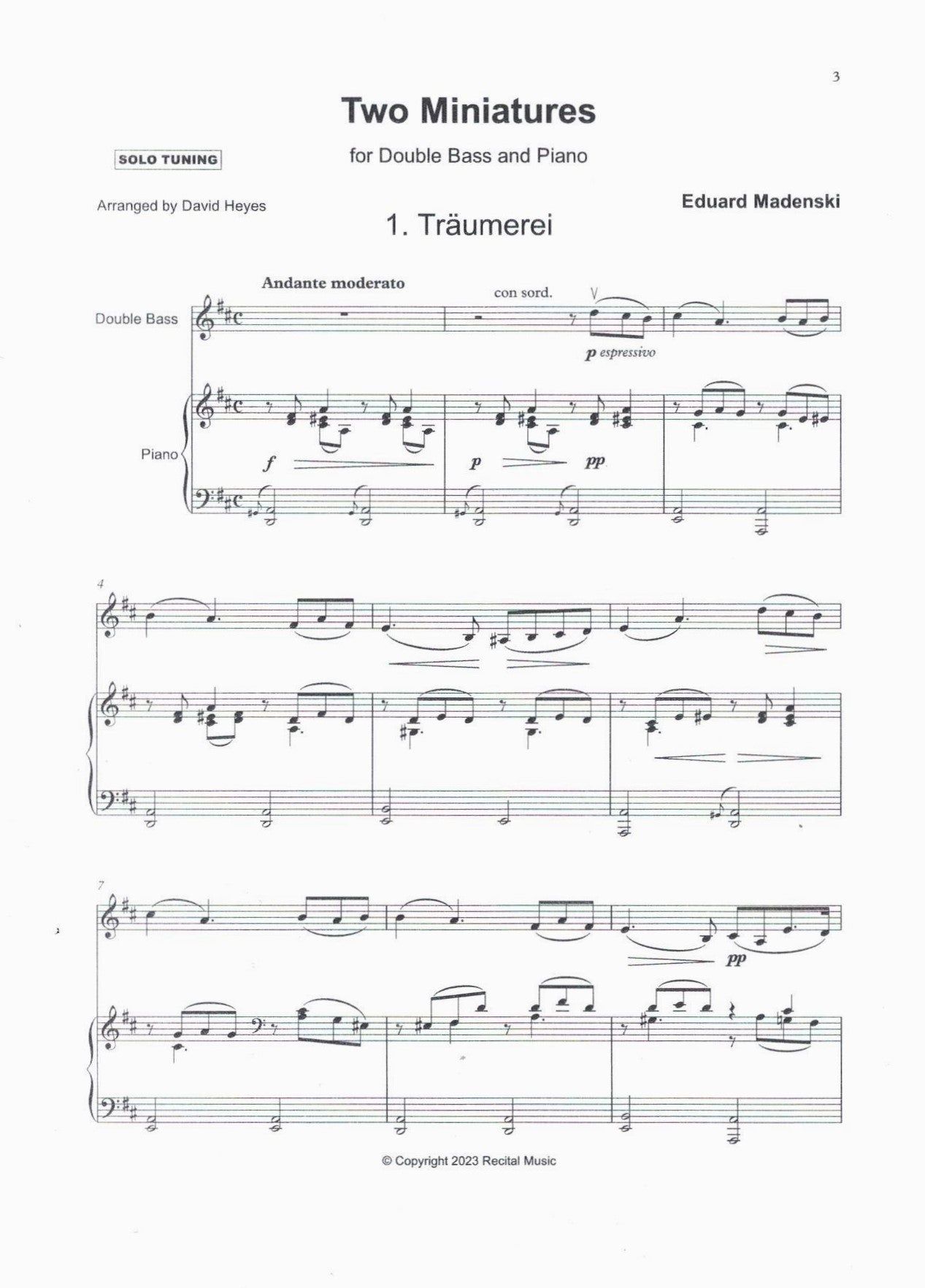Eduard Madenski: Two Mininatures for double bass & piano