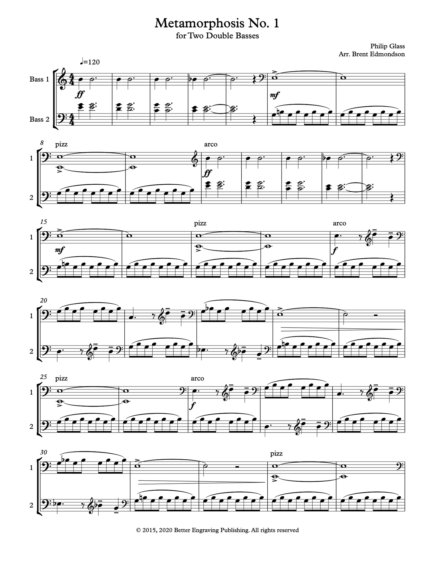 Philip Glass: Metamorphosis No. 1 for 2 basses (arr. Brent Edmondson)