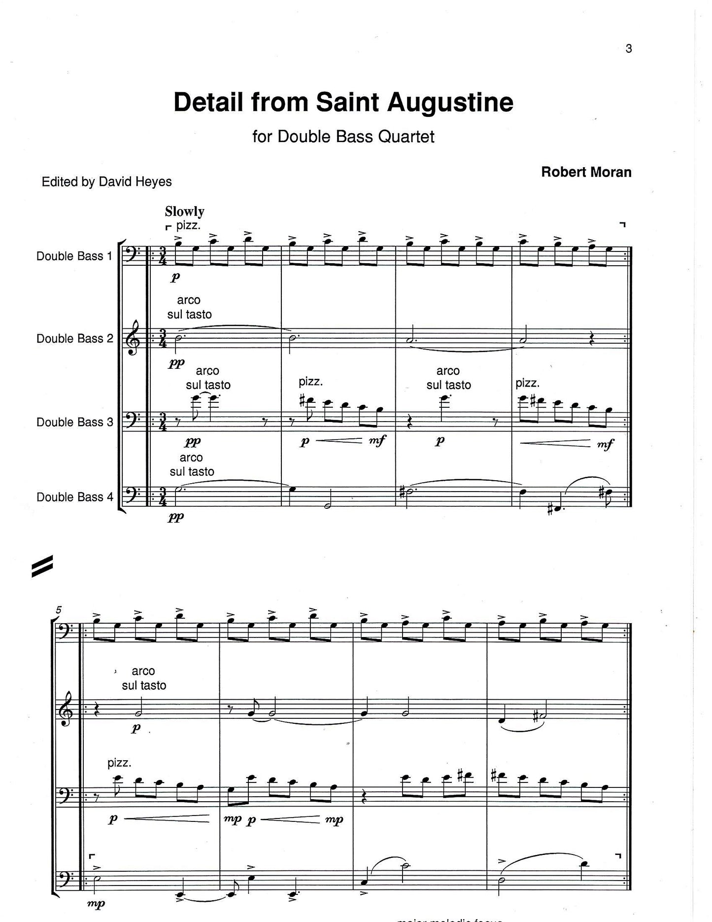 Robert Moran: Detail from Saint Augustine for double bass quartet