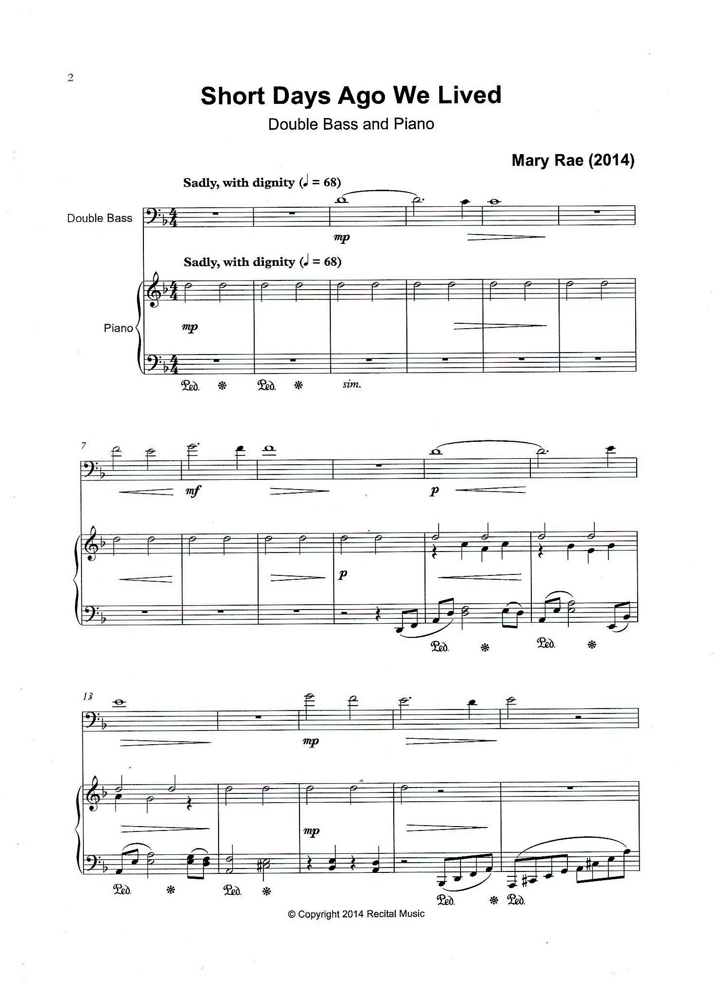 Mary Rae Mary Rae – Double Bass Sheet Music