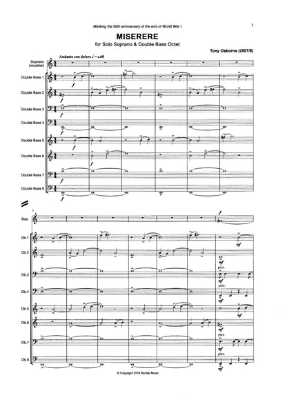 Tony Osborne: Miserere for soprano & double bass octet