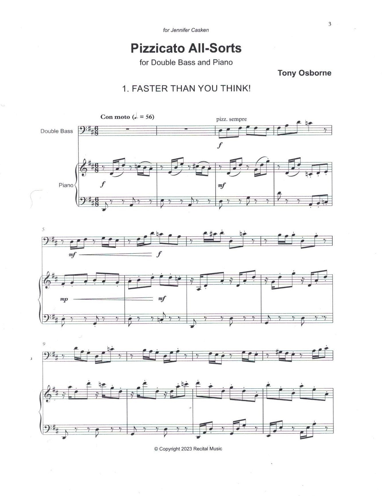 Tony Osborne: Pizzicato All-Sorts for double bass & piano
