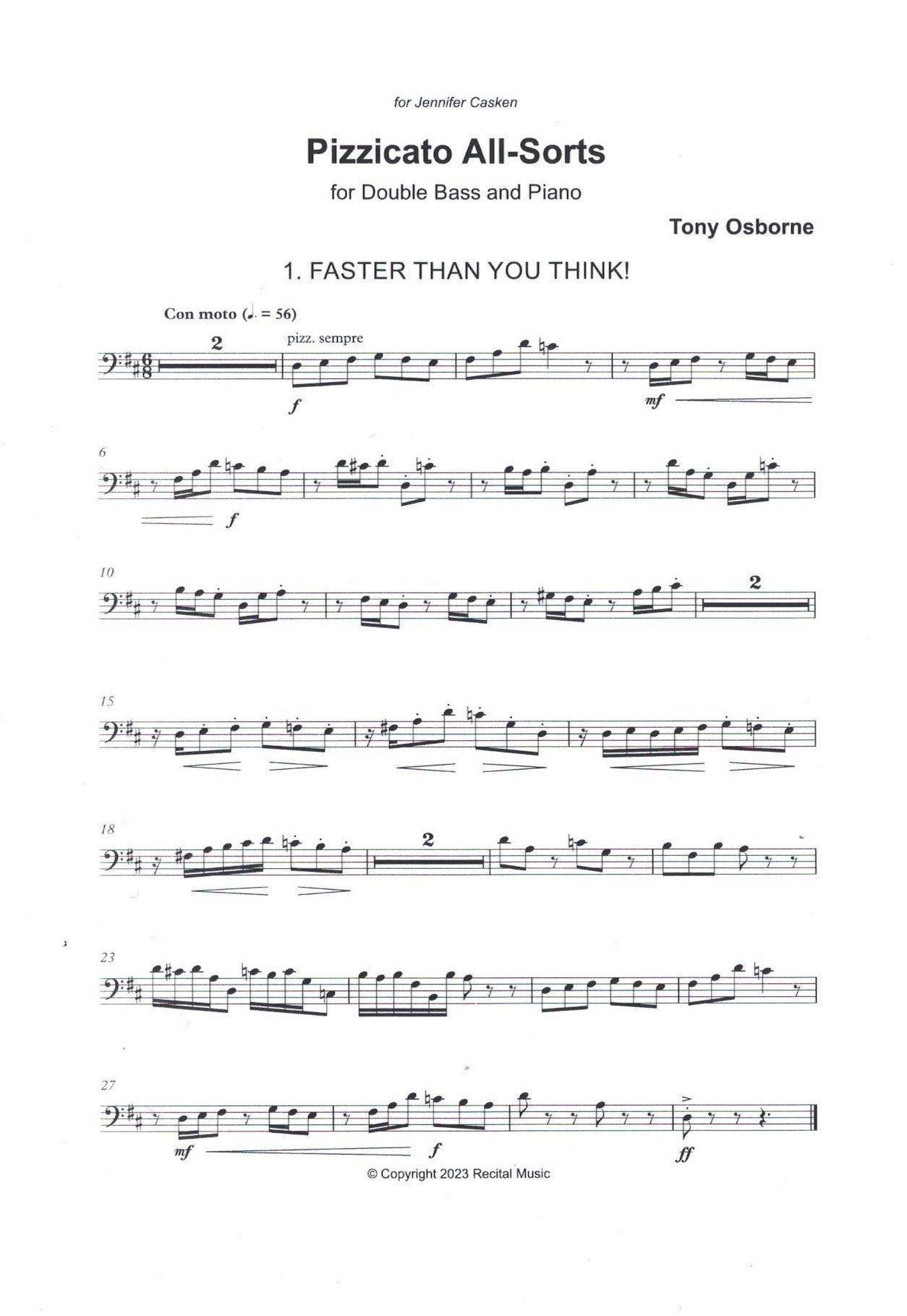 Tony Osborne: Pizzicato All-Sorts for double bass & piano