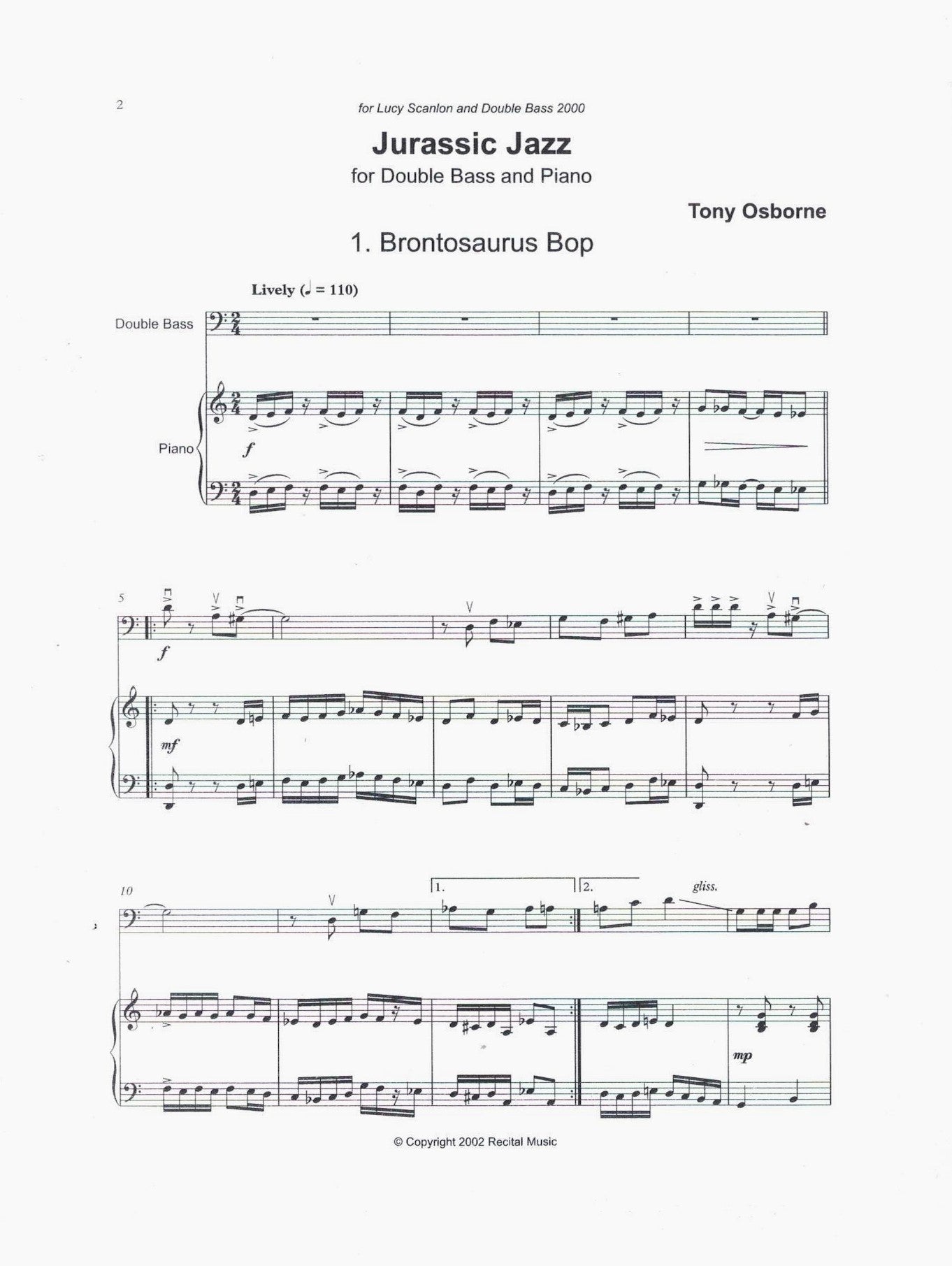 Tony Osborne: Two Jazz Suites for double bass & piano