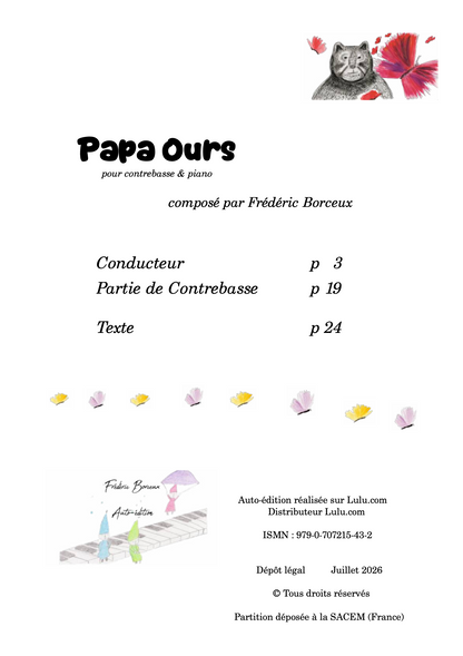 Frédéric Borceux: Papa Ours, double bass and piano